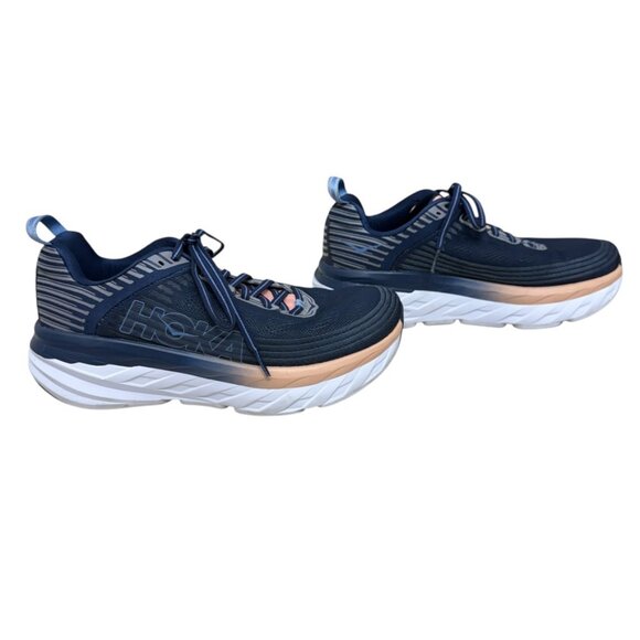 Hoka Shoes - HOKA ONE ONE BONDI 6 BLUE PEACH RUNNING WALKING ATHLETIC SNEAKERS WOMEN'S SZ 9W